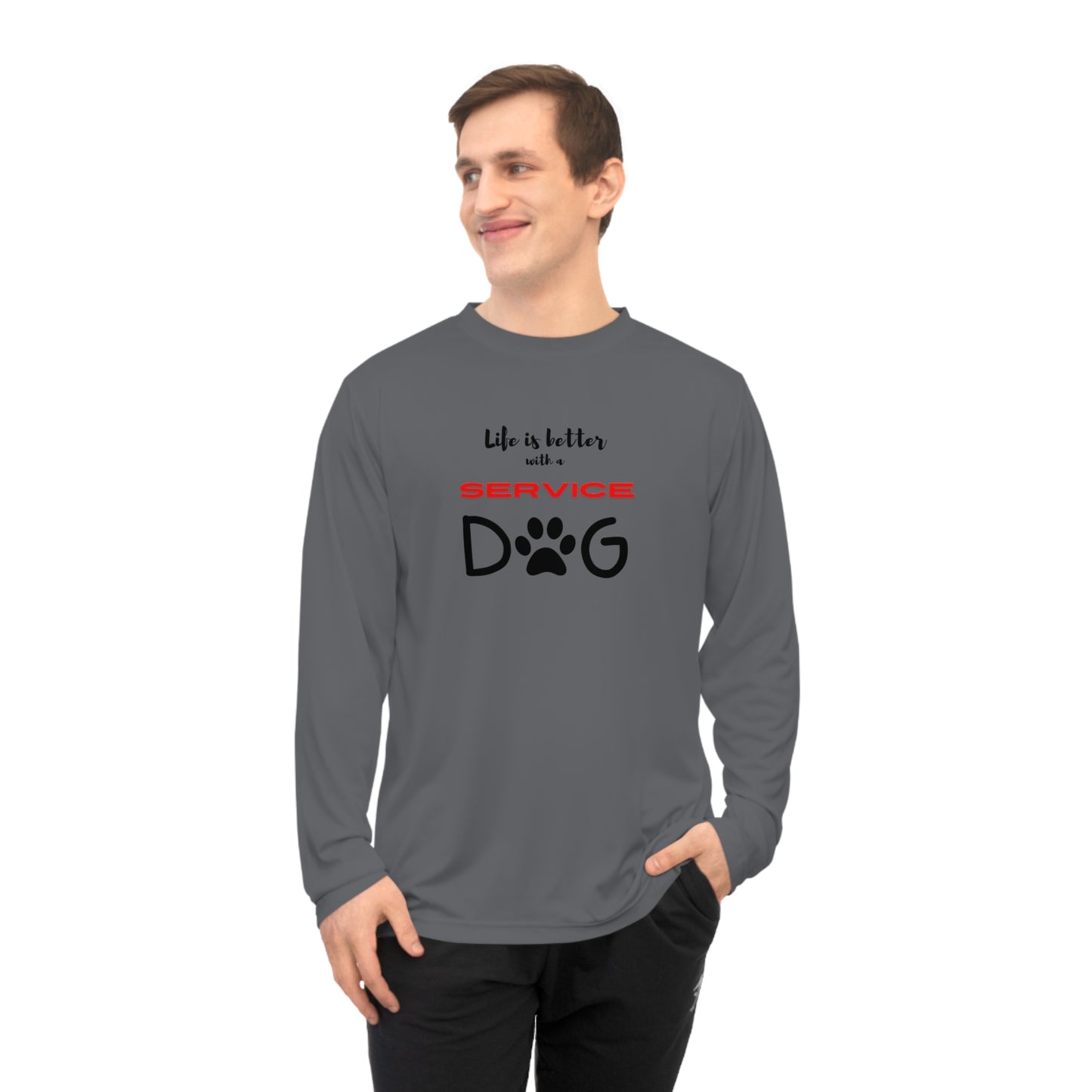 Unisex Performance Long Sleeve Shirt (white & light grey)