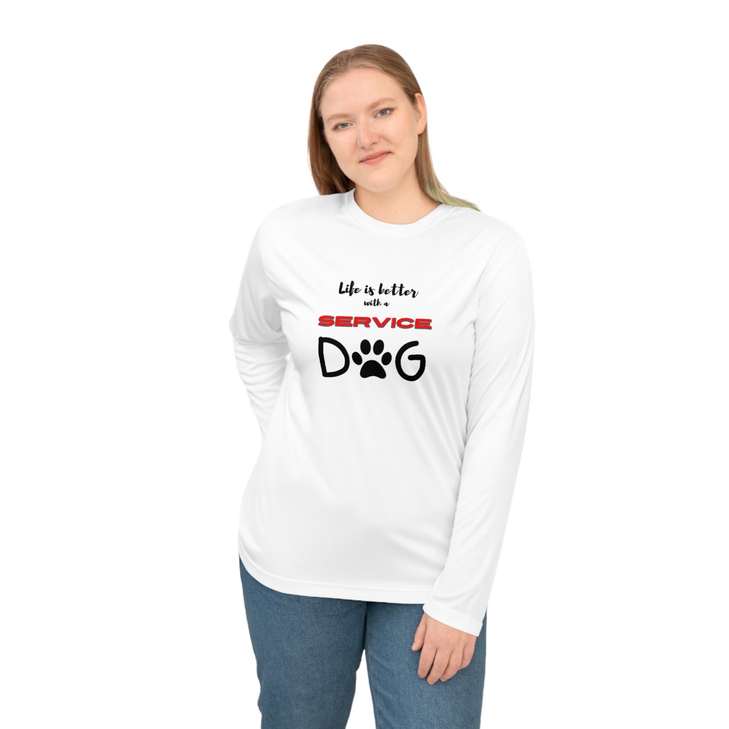 Unisex Performance Long Sleeve Shirt (white & light grey)