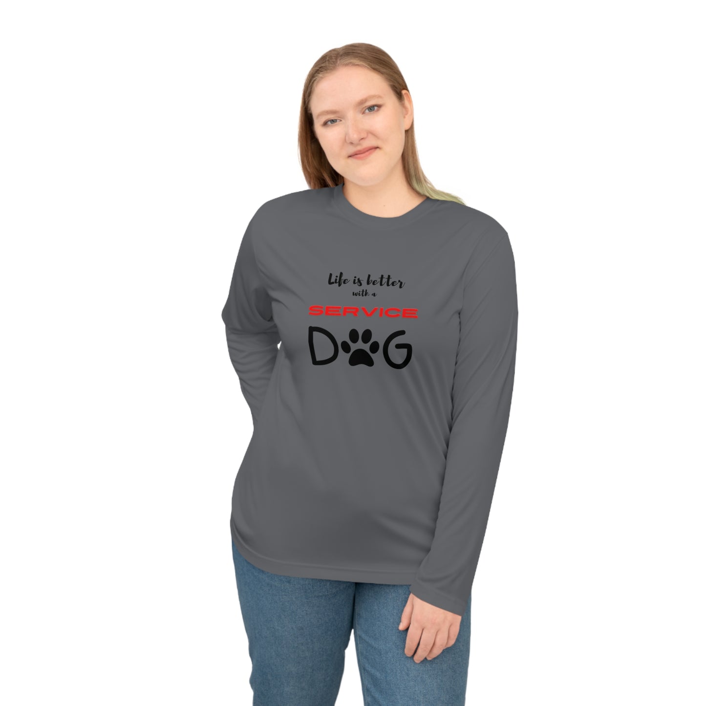 Unisex Performance Long Sleeve Shirt (white & light grey)