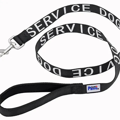 Padded Service Dog Leash with Neoprene Handle with Embroidered Lettering