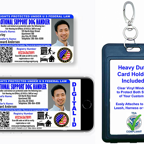 Custom QR Code Animal Handler ID Card - Landscape