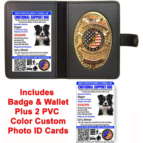 Animal Badge & Leather Wallet with 2 Custom Photo IDs