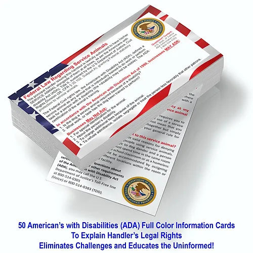 50 ADA Service Dog Information Cards